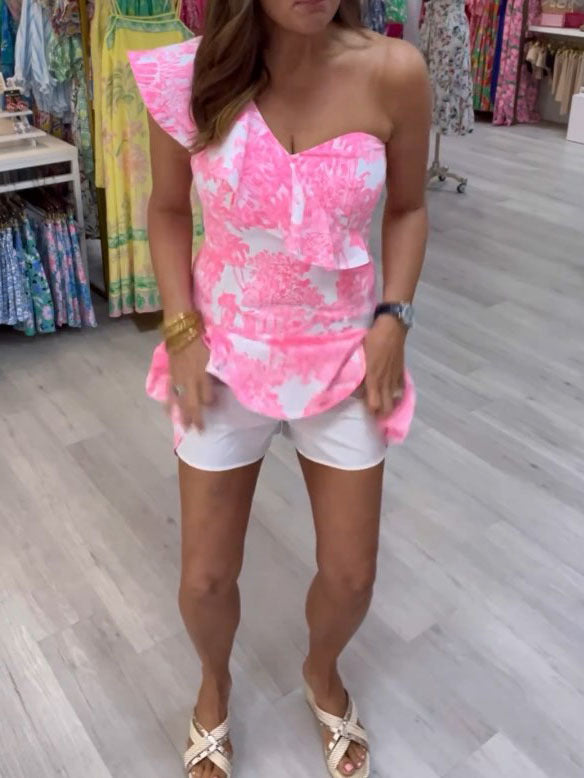 One-Shoulder Ruffle Dress Romper