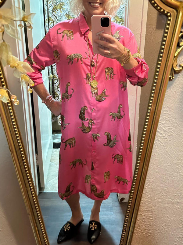 Cheetah Formal Shirt Dress