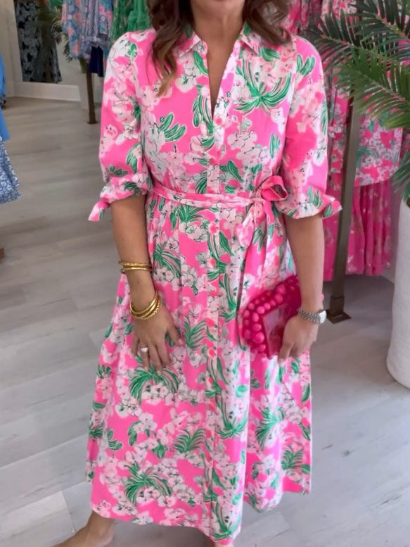 Floral Maxi Shirt Dress