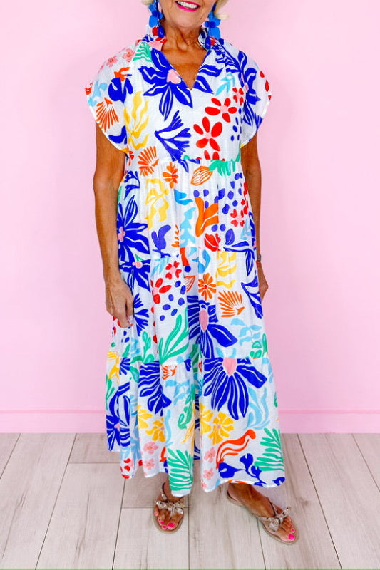 Colorful Print Midi Dress
