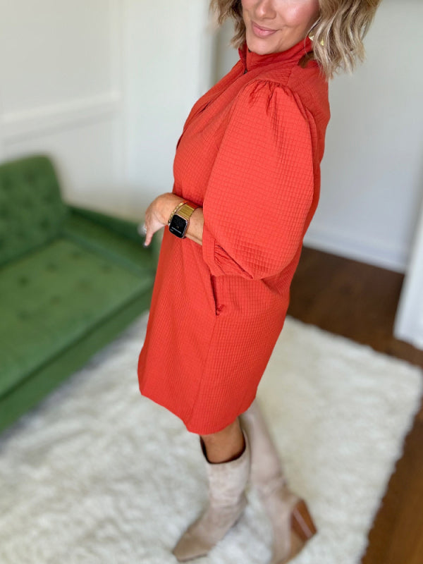 Quilted Orange Dress