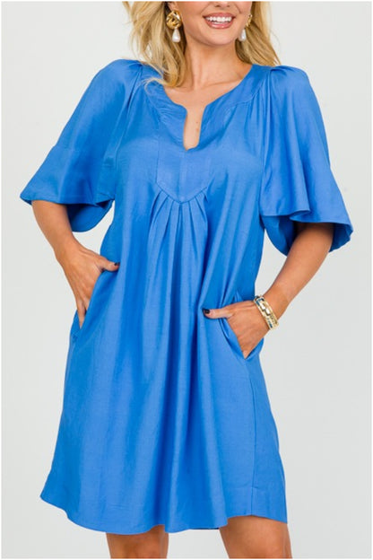 Spring Pleated Tunic Dress