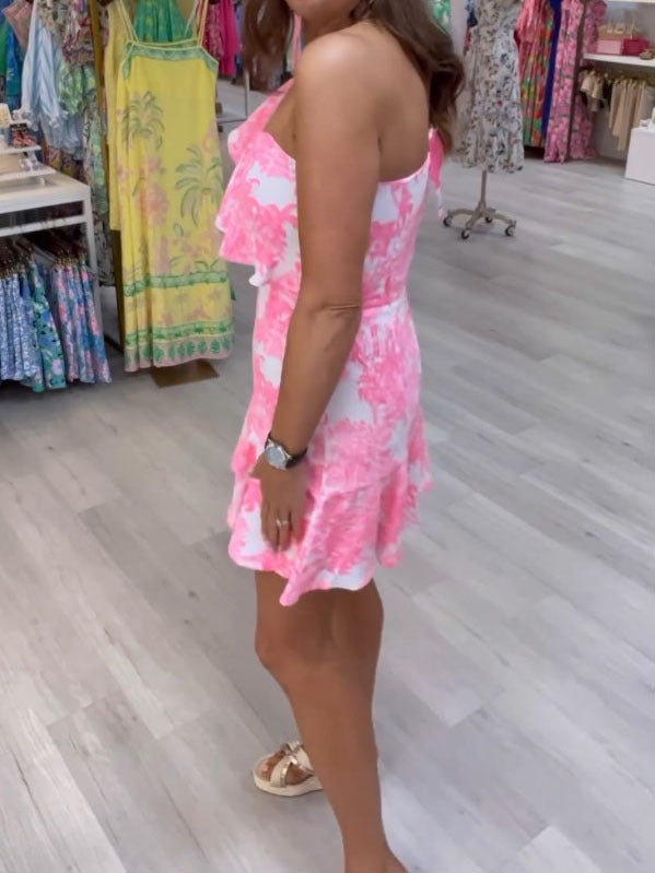 One-Shoulder Ruffle Dress Romper