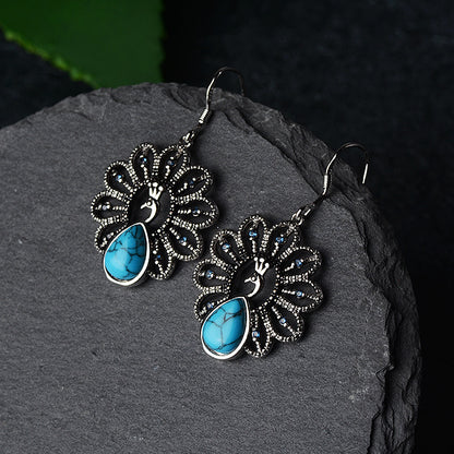 Women's Vintage Folk Style Peacock Blue Earrings