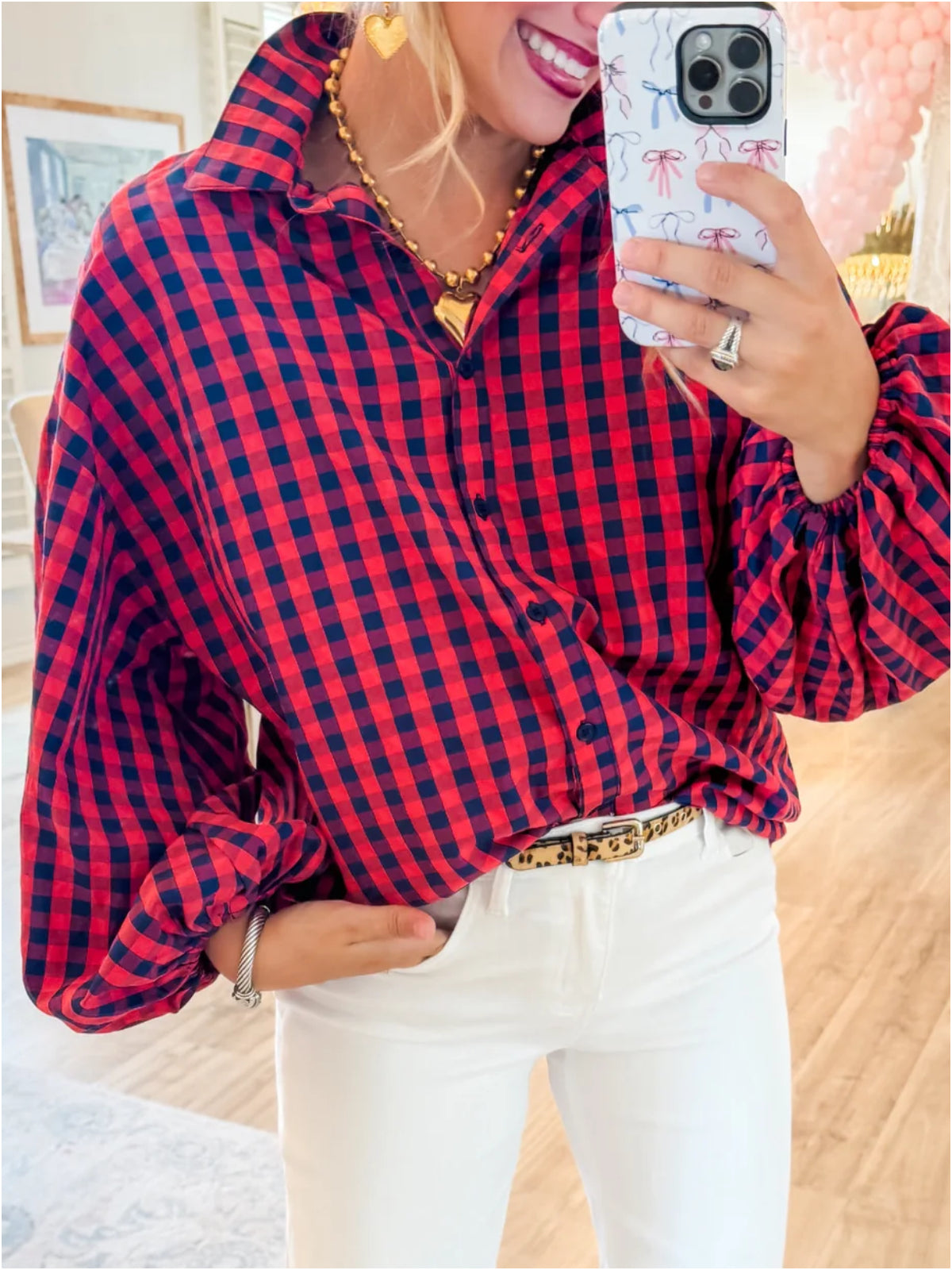 Plaid Checkered Print Blouse