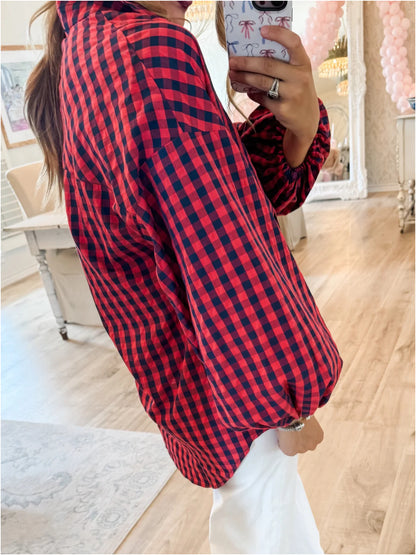 Plaid Checkered Print Blouse