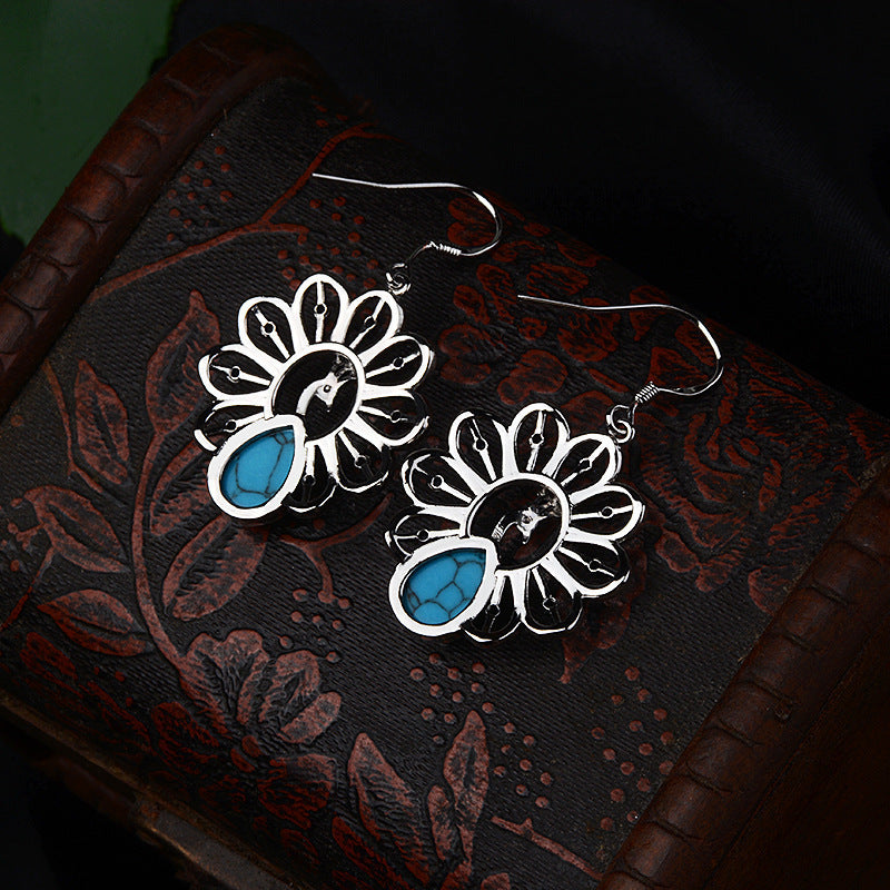 Women's Vintage Folk Style Peacock Blue Earrings
