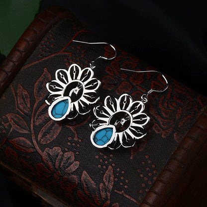 Women's Vintage Folk Style Peacock Blue Earrings