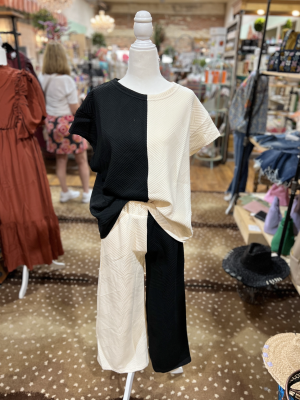 Color Block Tops Pants Travel Set