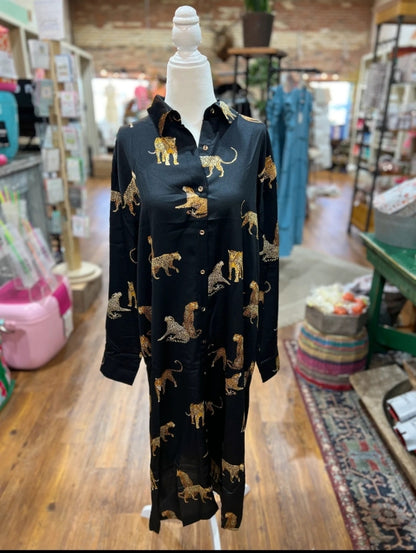 Cheetah Formal Shirt Dress