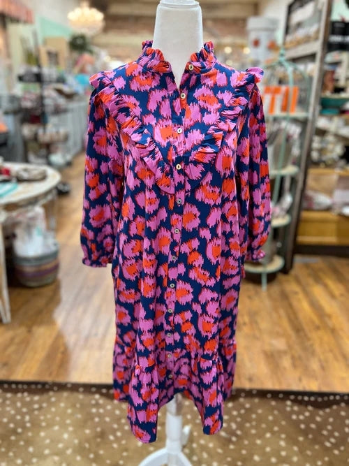 Royal Pink Animal Print Dress