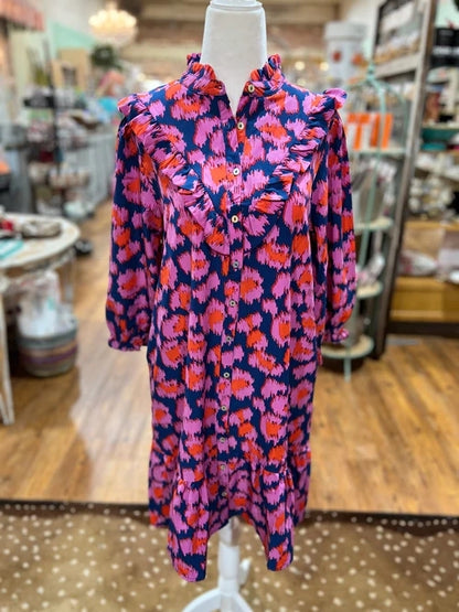Royal Pink Animal Print Dress