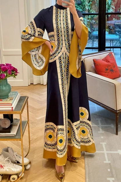 Retro printed maxi dress