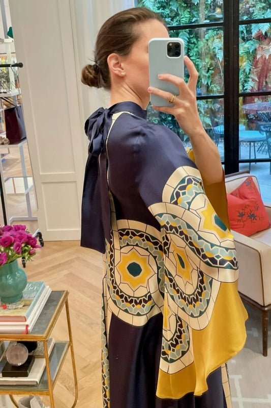 Retro printed maxi dress