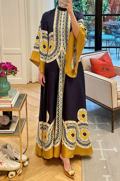 Retro printed maxi dress