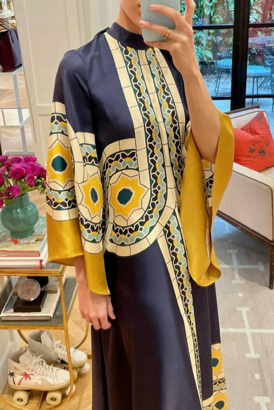 Retro printed maxi dress