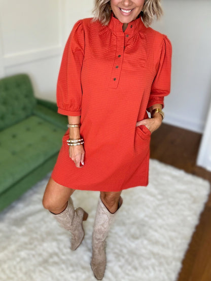 Quilted Orange Dress