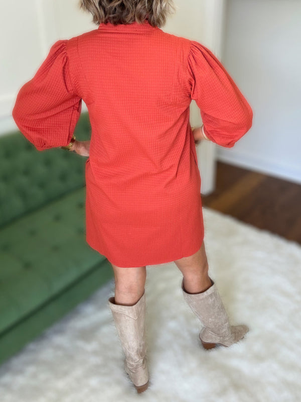 Quilted Orange Dress