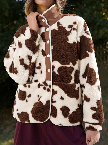 Plaid Long Sleeve Lightweight Fleece Jacket