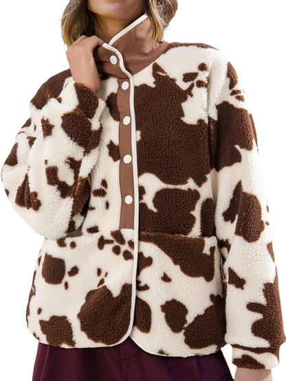 Plaid Long Sleeve Lightweight Fleece Jacket