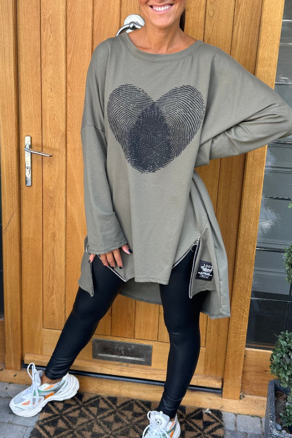 Casual Leona Heart Zipper Sweatshirt