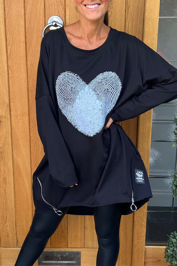 Casual Leona Heart Zipper Sweatshirt