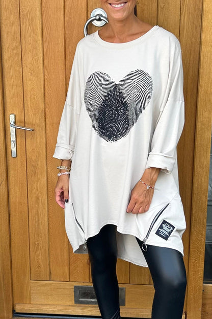 Casual Leona Heart Zipper Sweatshirt