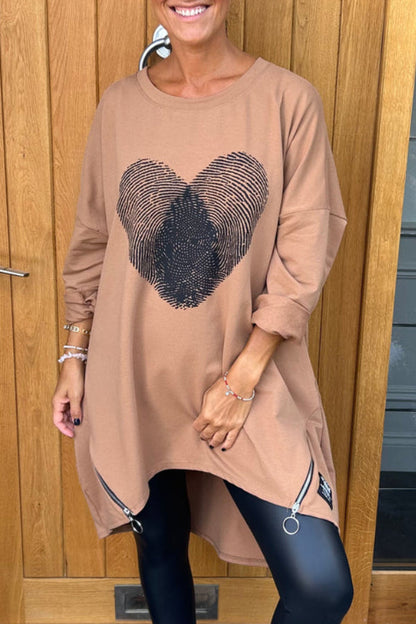 Casual Leona Heart Zipper Sweatshirt