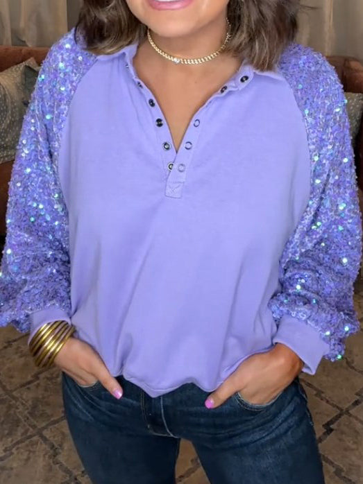 Sequin Sleeve Casual Sweartshirt Tops