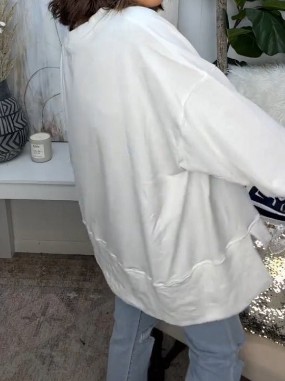 Sequin Sleeve Oversize Casual Pullover Tops