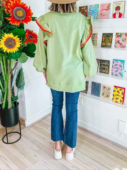 OLIVE YOU FOREVER SWEATSHIRT TOPS - GREEN