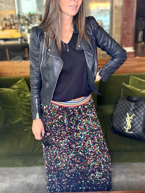 Christmas Party Retro Gradient Sequin Skirt