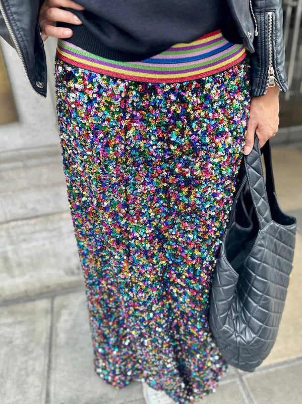 Christmas Party Retro Gradient Sequin Skirt