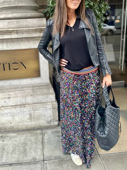 Christmas Party Retro Gradient Sequin Skirt