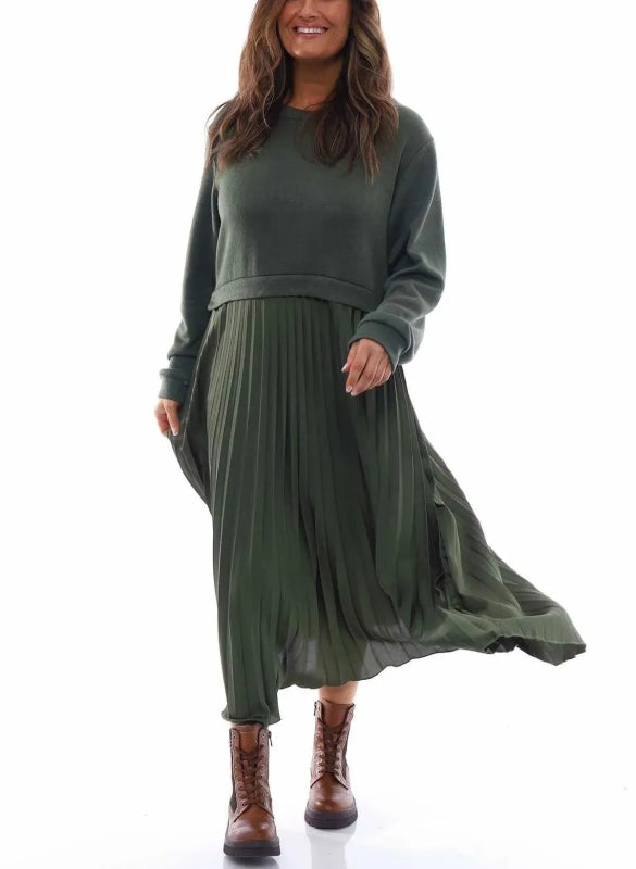 Vintage Pleated Jumper Dress