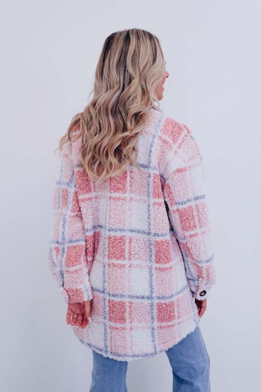 Retro casual polar fleece plaid jacket